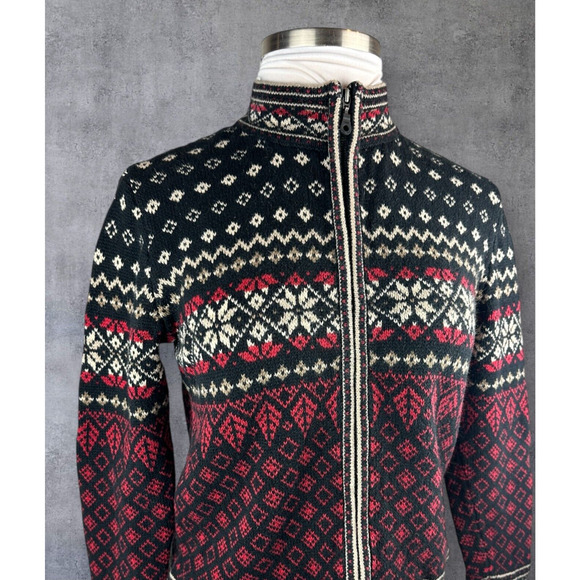 Nomadic Traders Full Zip Cardigan Sweater Red White Black Ramie Cotton Medium - Picture 8 of 16